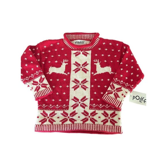 Snowflake Winter Wonderland Snow Holiday 🦌 Deer Toddler Crewneck Sweater 4T - Picture 2 of 11